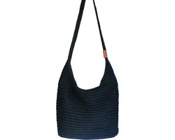 BAYUXX Bags Bali - Gehaakte tas met rits - Model Who's the Boss - Handmade in Bali - Met batik voering - Dames - Schoudertas en Crossbody - Zwart - Duurzaam