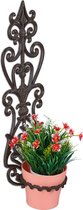 Relaxdays bloempothouder muur - plantenhanger gietijzer - plantenhouder buiten - metaal