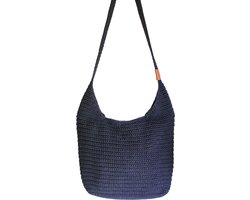BAYUXX Bags Bali - Gehaakte tas met rits - Model Who's the Boss - Handmade in Bali - Met batik voering - Dames - Schoudertas en Crossbody - Blauw - Duurzaam