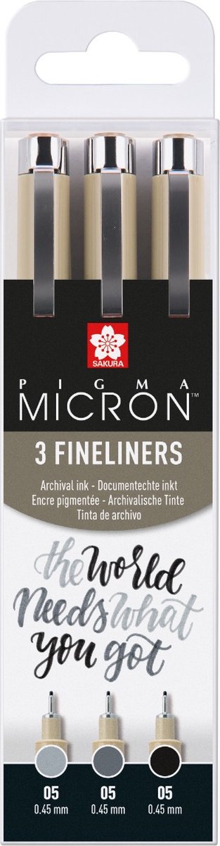 Pigma Micron set 3 fineliners 05 zwart en grijs