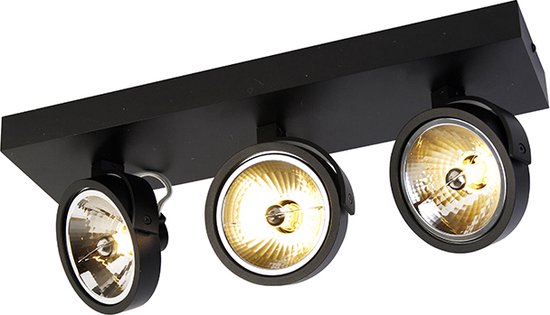 QAZQA go - Moderne Plafondspot | Spotje | Opbouwspot - 3 lichts - L 45.4 cm - Zwart - Woonkamer | Slaapkamer | Keuken
