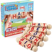 Creative Kids - Houten leesblokken - Set van 5 draaiende alfabetblokken - Easy-Grip handvatten - Kleuterschool & Voorschoolse leeractiviteiten - Letter werk - Houten Montessori speelgoed geschenken voor kinderen & peuters