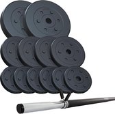 ScSPORTS® Halterset 30 kg - Halterstang incl. halterschijven - Kunststof - 30 mm - Gewichten