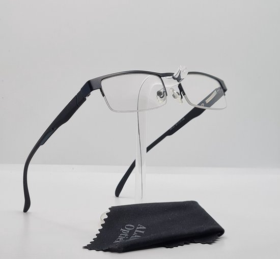 grafisch Voor een dagje uit vitaliteit Leesbril +4.0 / zwarte halfbril van metalen frame / metalen veerscharnier /  bril op... | bol.com