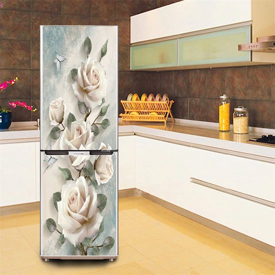 Sticker frigo - roses - papillon - sticker - sticker porte - autocollant -  60 x 180 cm