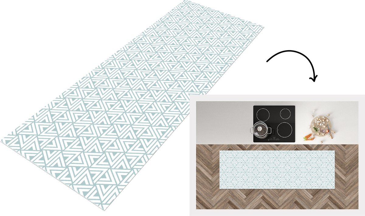 KitchenYeah Keukenloper - Loper keuken - Patroon - Lijn - Design - Groen - 150x50 cm - Keukenloper vinyl Multicolor