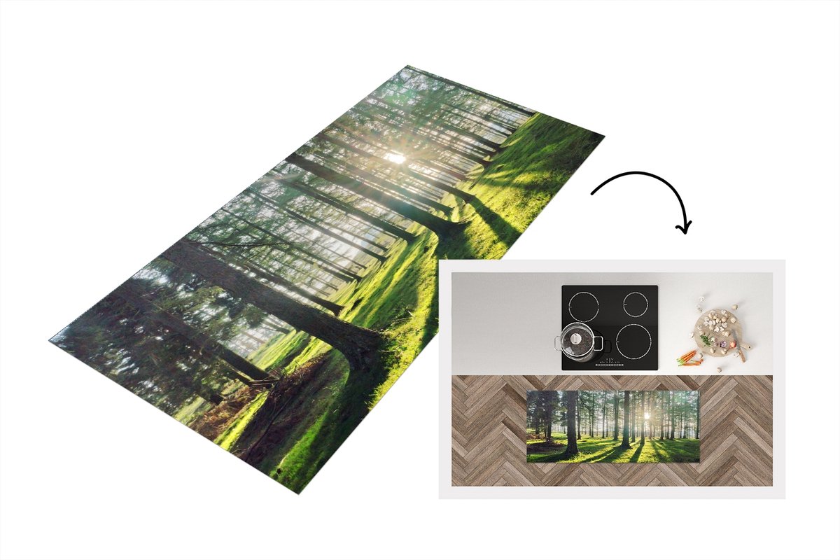 KitchenYeah Keukenloper - Loper keuken - Bomen - Natuur - Bos - 120x50 cm - Keukenloper vinyl Multicolor