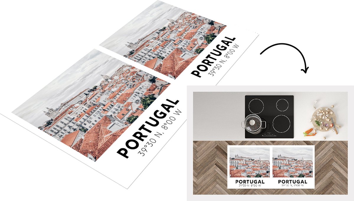KitchenYeah Keukenloper - Loper keuken - Portugal - Lissabon - Uitzicht - 120x60 cm - Keukenloper vinyl Multicolor