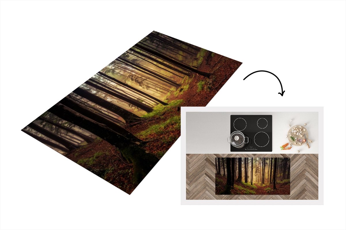 KitchenYeah Keukenloper - Loper keuken - Bomen - Natuur - Bos - 120x60 cm - Keukenloper vinyl Multicolor