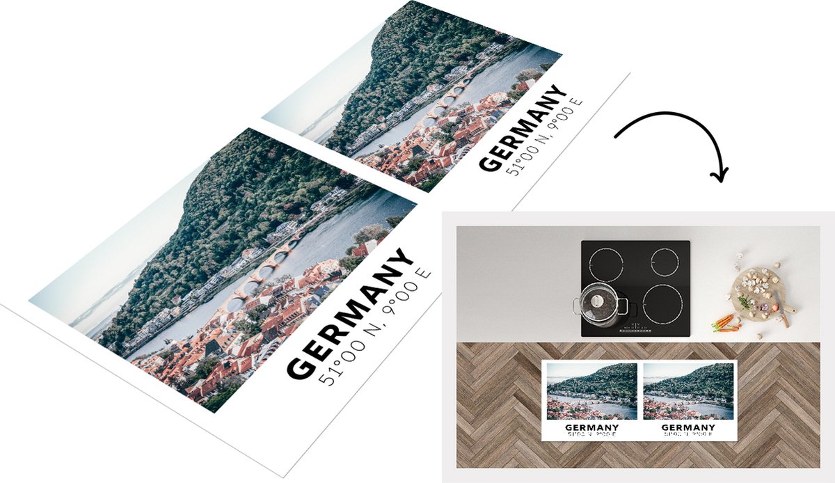 KitchenYeah Keukenloper - Loper keuken - Duitsland - Heidelberg - Zomer - Water - 120x50 cm - Keukenloper vinyl Multicolor