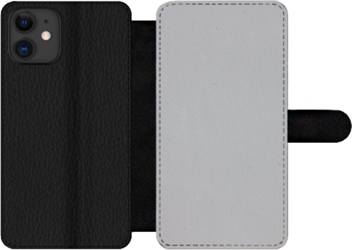 Bookcase Geschikt voor iPhone 12 Pro telefoonhoesje - Metaal print - Grijs - Met vakjes - Wallet case met magneetsluiting