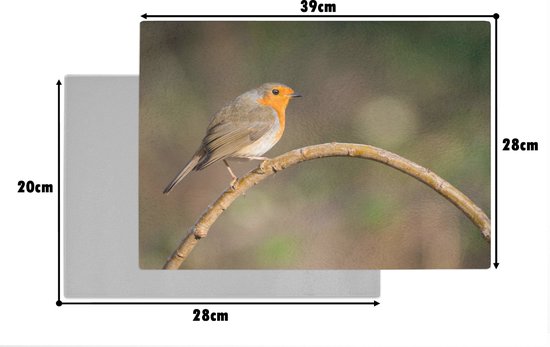 Planche à découper en Verres - 39x28 - Rouge-gorge - Vogel - Nature - Planches à découper en Glas