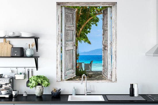 Stickers Stickers muraux - Plage - Tropical - Mer - Transparent - 90x120 cm - Film adhésif