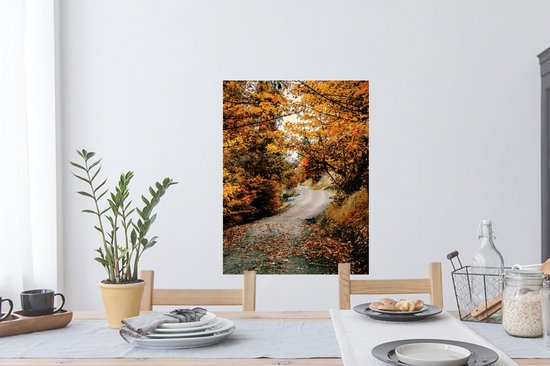 Stickers muraux - Forêt d'automne - Chemin - Feuilles - Rural - 60x80 cm - Feuille adhésive