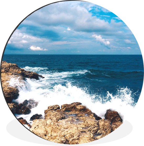 WallCircle - Cercle Mural - Cercle Mural - Mer - Rocher - Côte - Plage - Aluminium - Dibond - 140x140 cm - Intérieur et Extérieur
