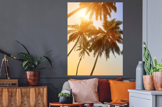 Stickers muraux - Palmier - Soleil - Été - Tropical - 90x120 cm - Film adhésif