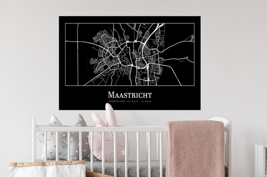 Muurstickers - Sticker Folie - Kaart - Plattegrond - Maastricht - Stadskaart - 90x60 cm - Plakfolie - Muurstickers Kinderkamer - Zelfklevend Behang - Zelfklevend behangpapier - Stickerfolie