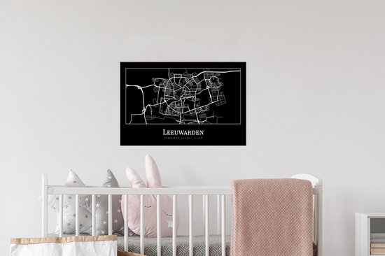 Stickers muraux - Plan de la ville - Leeuwarden - Carte - Carte - 60x40 cm - Feuille adhésive