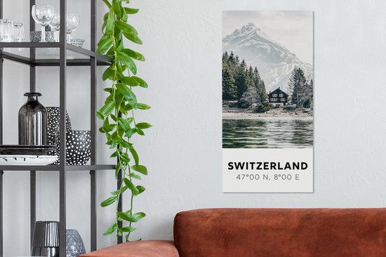 Tableau sur toile Suisse - Berg - Chalet - 40x80 cm - Décoration murale