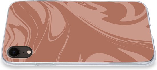 Coque pour iPhone XR - Imprimé marbré - Marron - Chocolat - Coque en Siliconen téléphone -