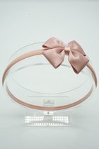 Haarband Nylon met satijn regular mini baby strik - Rose roze  - Haarstrik – Babyshower - Glitter haarstrik - Bows and Flowers