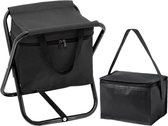 Opvouwbare stoel met ingebouwde koeltas en extra kleine koeltas zwart - Campingstoelen - Opvouwbare stoelen - Koeltassen
