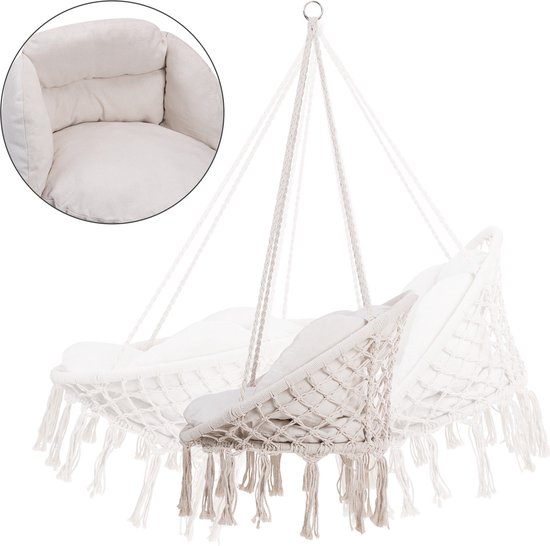 Detex Hangstoel - 2 Kussens Belastbaar tot 150kg 80x60x140cm - Crème