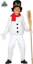Guirma - Sneeuwman & Sneeuw Kostuum - Dikke Buik Sneeuwpop Kind Kostuum - Wit / Beige - 5 - 6 jaar - Kerst - Verkleedkleding