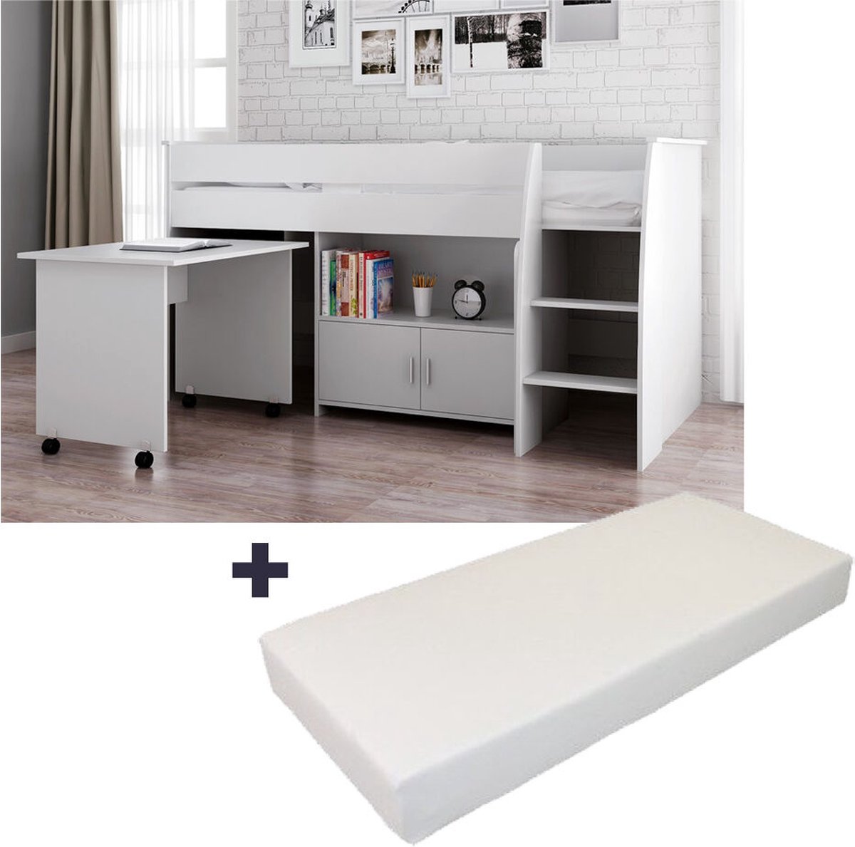 Halfhoogslaper Beau Wit Met Matras