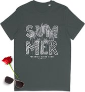 T-shirt d' Summer - T-shirt d'été - Summer avec imprimé d'été pour hommes - T-shirt d'été pour femmes avec imprimé - Chemise d'été pour femmes et hommes - Tailles unisexes : SML XL XXL XXXL - Couleurs du tshirt : noir, anthracite, jaune et rouge.
