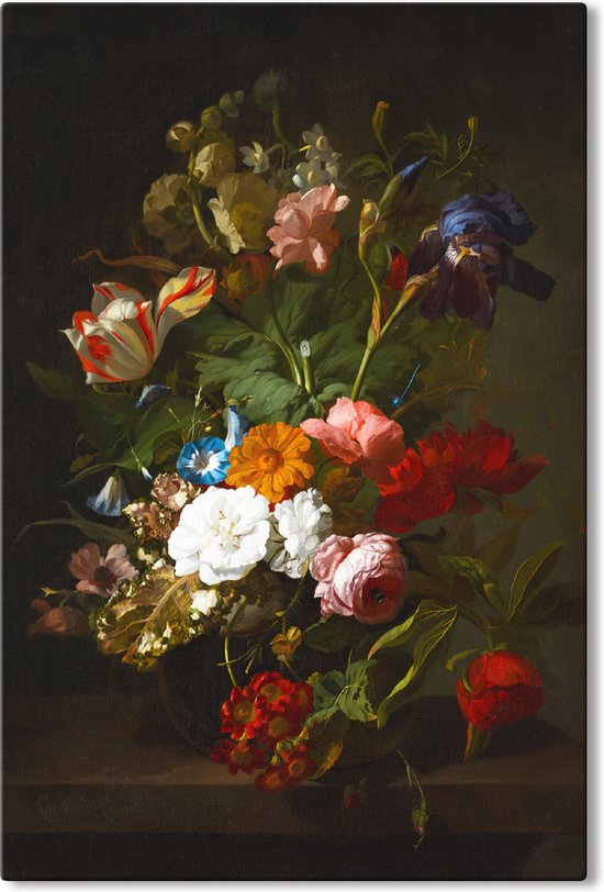Canvas Schilderij Vaas met bloemen - Rachel Ruysch - 100x150cm