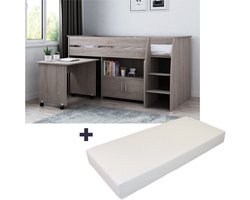 Born Lucky ® Halfhoogslaper Beau + Matras 90 x 200 cm - Grijs