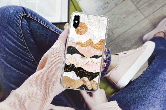 Coque iPhone Xs - Imprimé Marbre - Goud - Pastel - Coque en Siliconen -