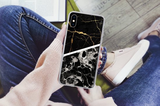 Coque iPhone Xs - Marbre - Or - Luxe - Siliconen