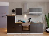 Goedkope keuken 270  cm - complete keuken met apparatuur Malia  - Wit/Rood - soft close - keramische kookplaat    - afzuigkap - oven    - spoelbak