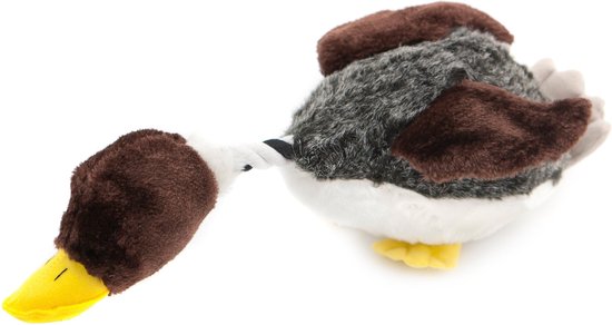 Eend Zazie - Hondenspeelgoed - Pluche - Geel - 42x24x10 cm