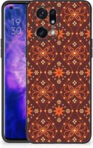 Leuk Case OPPO Find X5 Pro Smartphone Hoesje met Zwarte rand Batik Brown