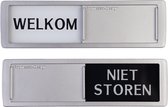 Welkom - Niet Storen Schuifbordje - Grijs Zwart - Hoge Kwaliteit - Aluminium Look - 17,5 cm x 5 cm x 0,6 cm - Promessa Design Schuifborden.
