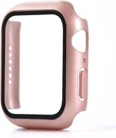 Smartphonica Hoesje met glazen screenprotector voor Apple Watch 45mm - Rosé Goud / Glas geschikt voor Apple Watch