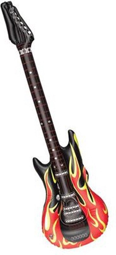 Opblaasbare elektrische gitaar met vlammen 106 cm - Speelgoed/verkleed thema muziekinstrumenten