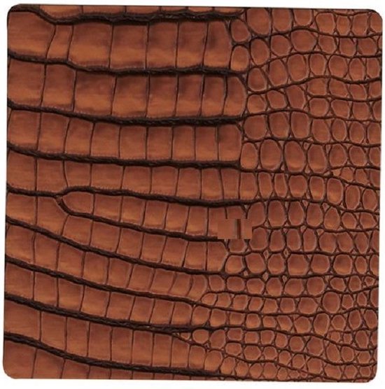 LIND DNA Onderzetter Croco - Leer - Cognac - 10 x 10 cm