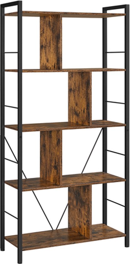 Kapstok | Kledingrek | 9 verwijderbare haken | Schoenenrek | Industrieel Ontwerp | Vintage Bruin-Zwart | 74 x 30 x 150 cm (L x B x H)