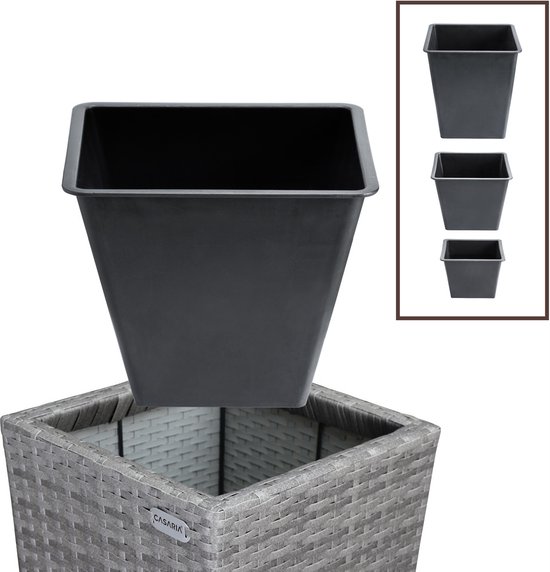 Casaria Bloempotten - 3 stuks - Polyrattan van Deuba — afbeelding 3
