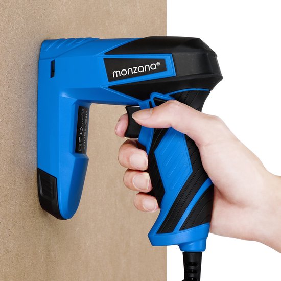 Monzana Nietmachine 3in1 Nietpistool 1500 stuks Nieten & Spijkers Traploos Instelbare Slagsterkte Hout Blauw