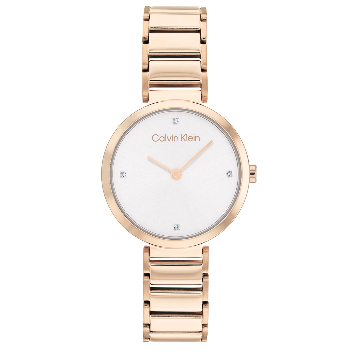 Calvin Klein CK25200140 Dames Horloge - Mineraalglas - Roestvrijstaal - Rosé goudkleurig - 28 mm breed - 2.8 cm lang - Quartz - Druksluiting