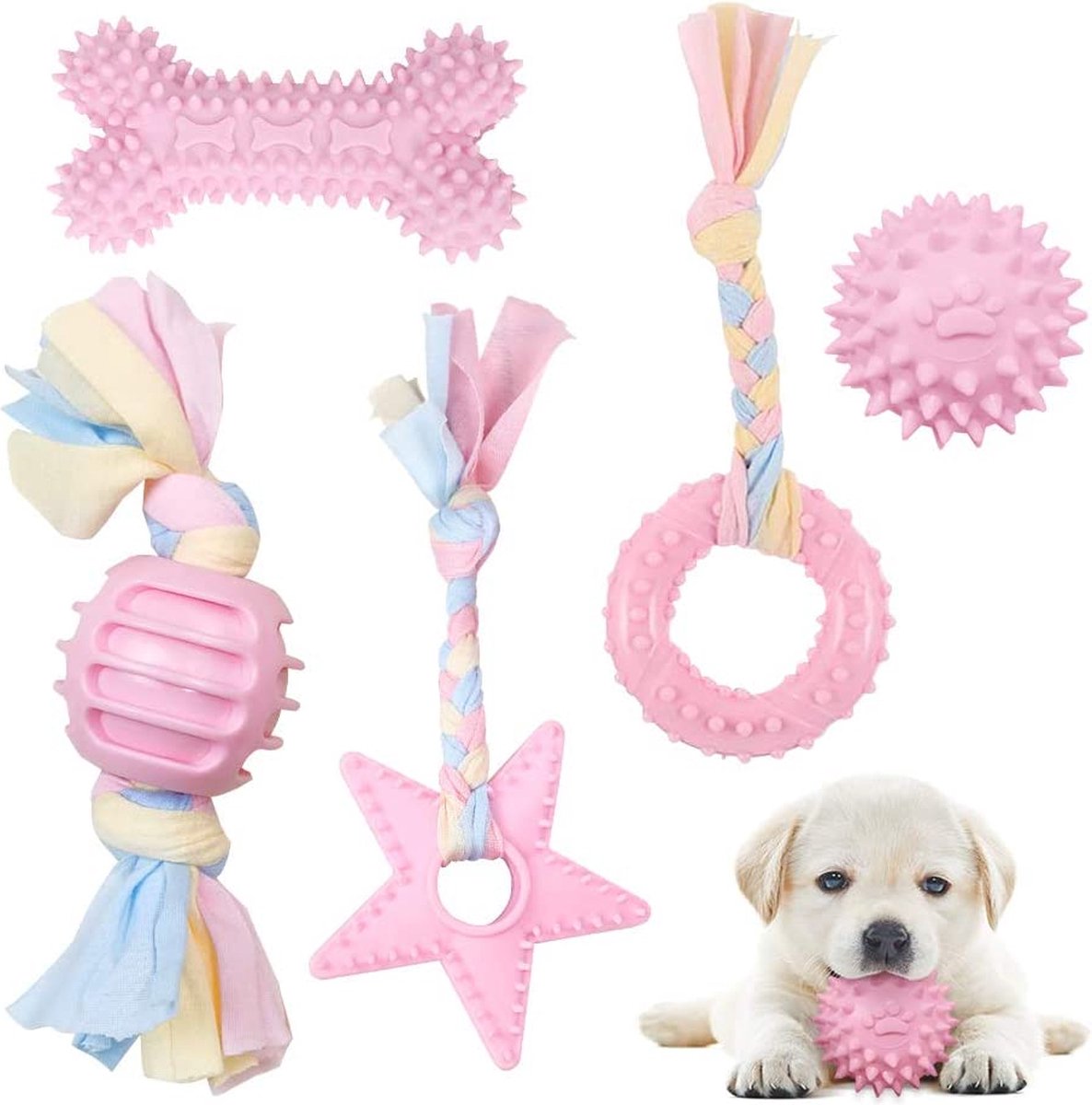 6 stuks hondenspeelgoed voor kleine honden, puppy's tandjes
