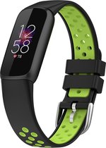 By Qubix - Geschikt voor fitbit luxe bandje - Siliconen sportbandje - Maat: Large - Zwart + neon groen Smartwatchbandje horlogeband polsband Armband