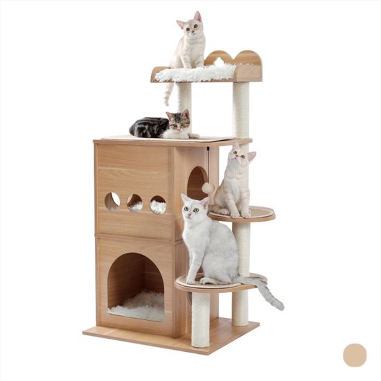 Het Huis Voor Katten In De Dierentuin Kattenhuis Met Krassen Op Een Kat Krasende Post Image168973581