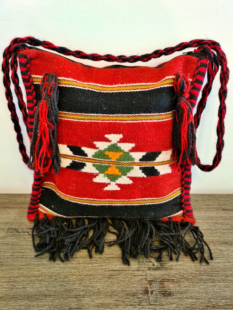 Handgemaakt Kelim tas Uit Egypte - 30 cm x 30 cm - 100% Egyptische wol