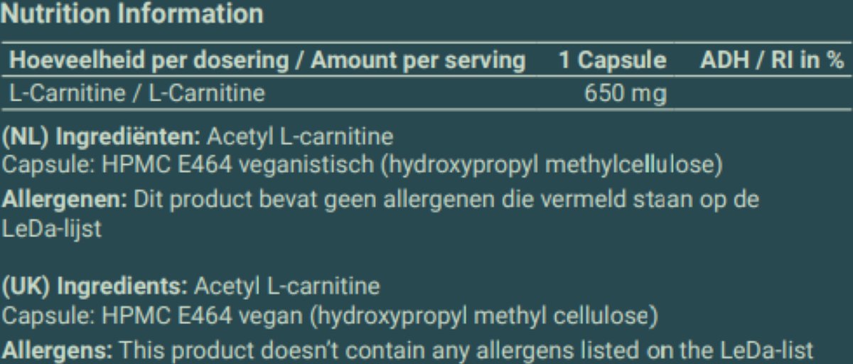 Acetyl L-Carnitine | 60 Vegan Capsules | Stimuleert Vetverbranding |  Versnelt Spierherstel | bol.com